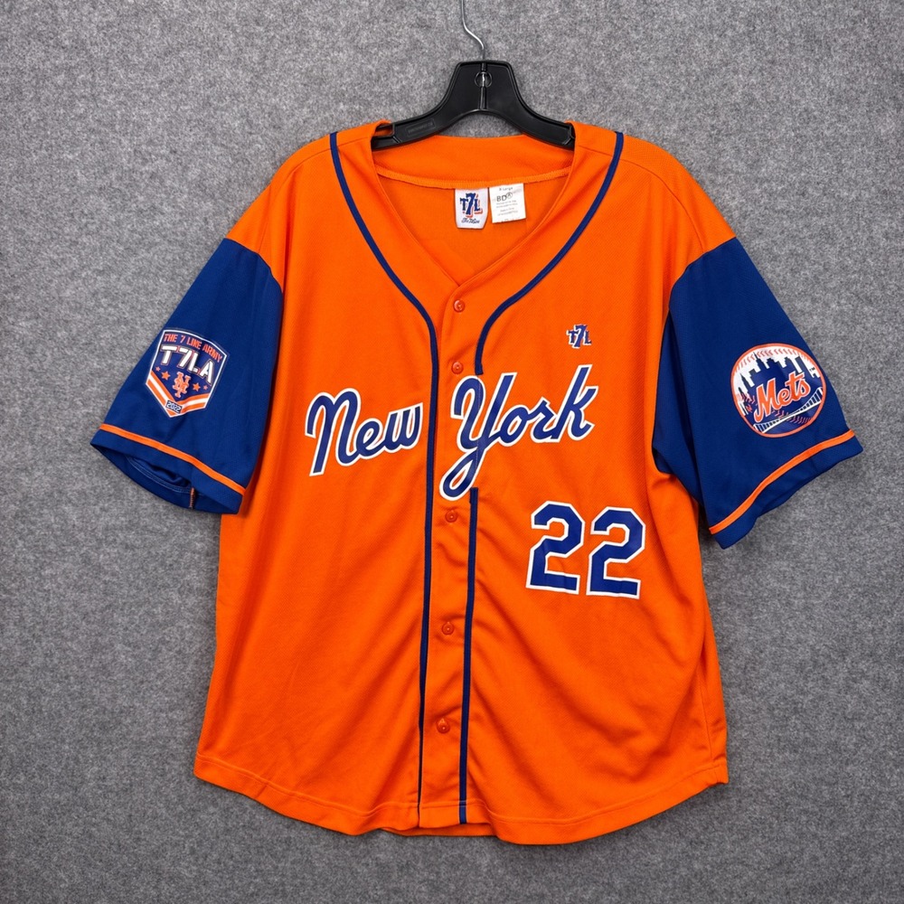 The 7 Line Army New York Mets 2022 Baseball Jersey Orange Blue Mens XL #22 BDA